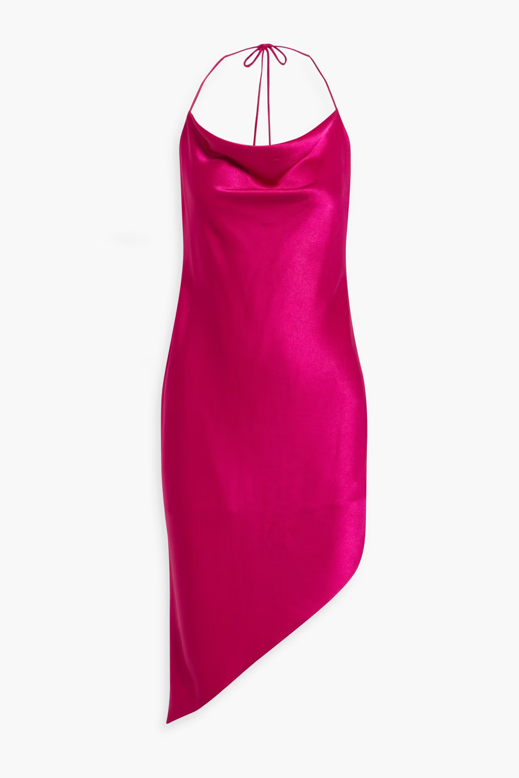 Magenta Harmony asymmetric satin-crepe halterneck mini dress | ALICE + OLIVIA | THE OUTNET | The Outnet (US and CA)