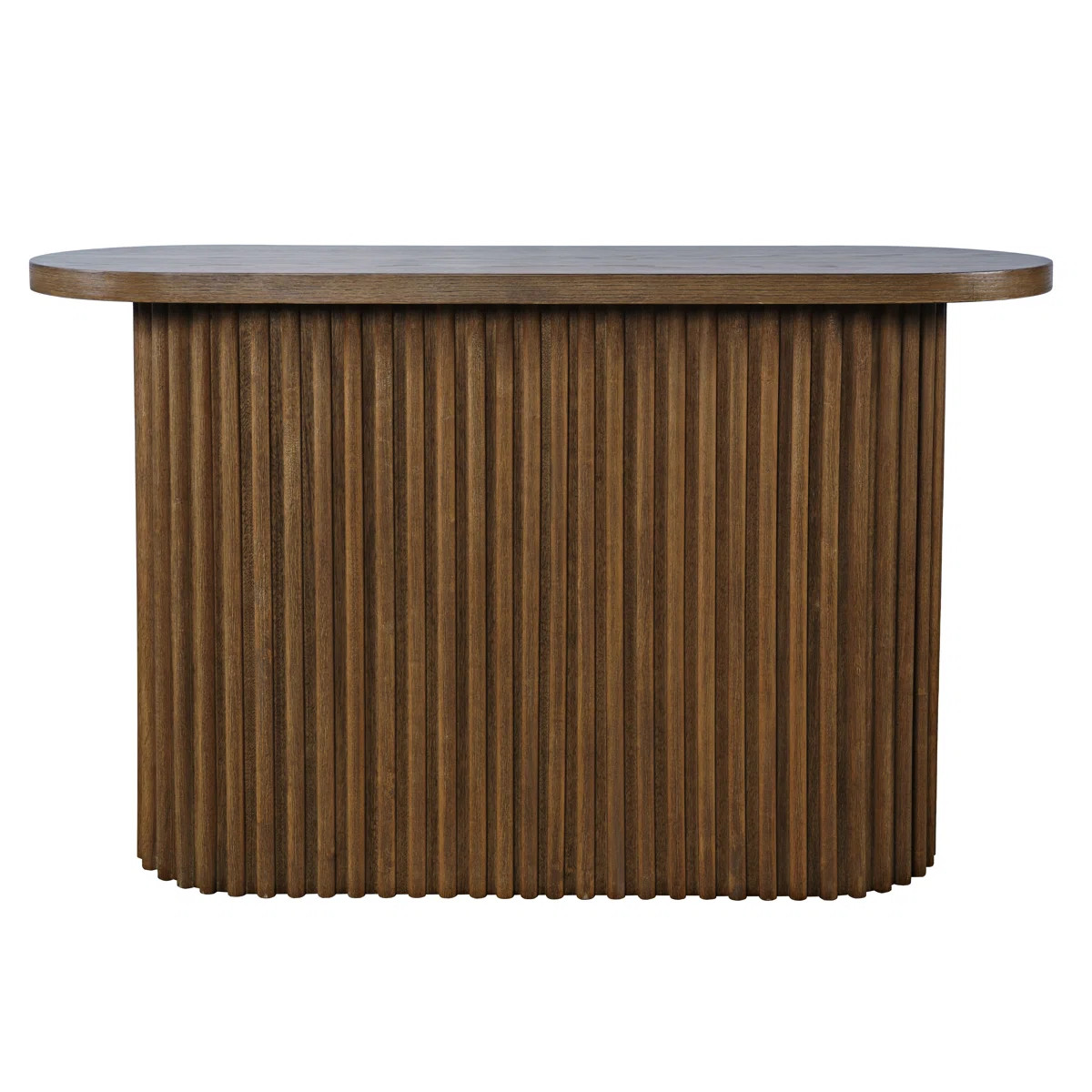 Helina Oval Mid-Century Modern Fluted Pedestal Base Sofa Console Table | Wayfair North America