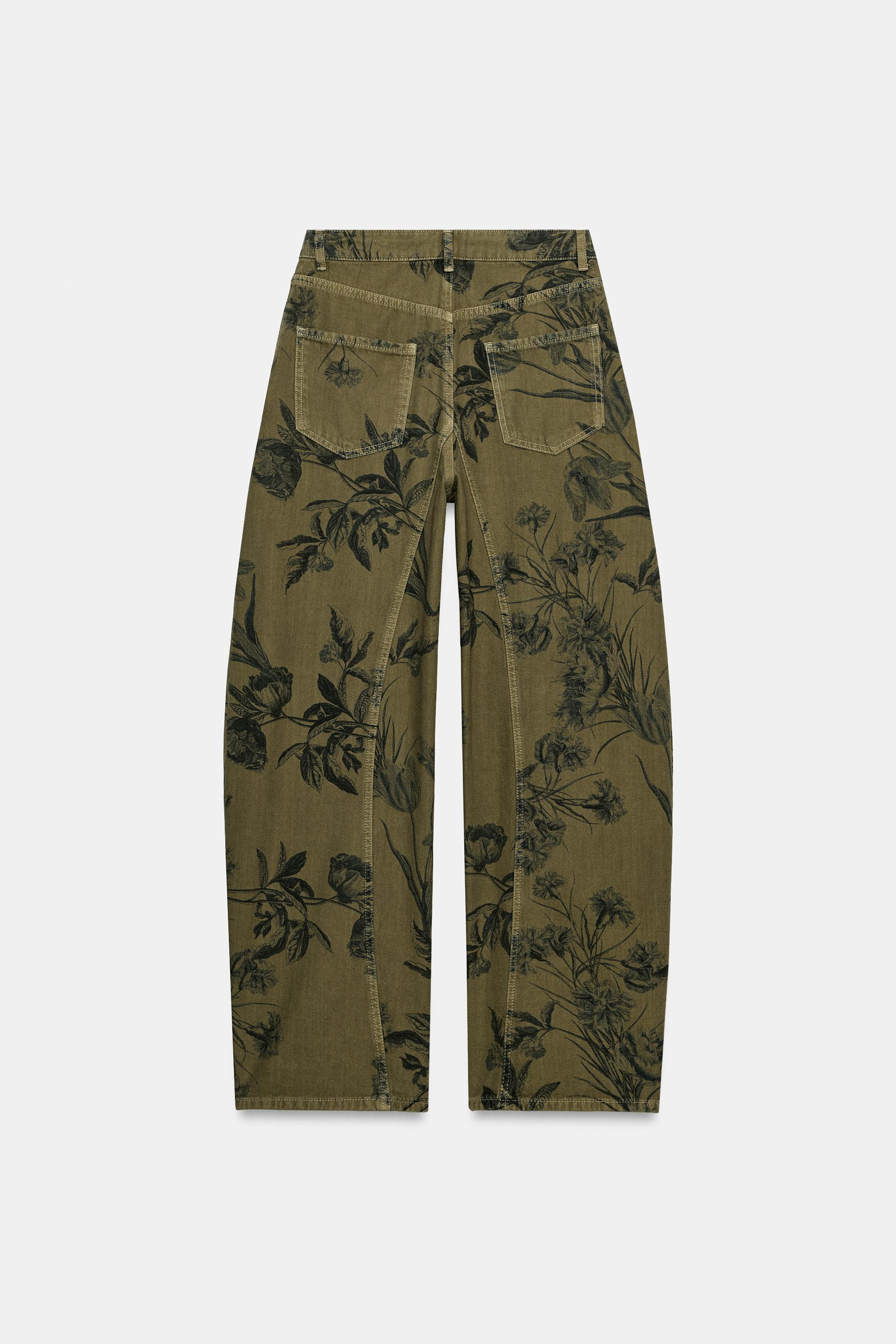 JEAN ZW COLLECTION BARREL TAILLE BASSE À FLEURS | Zara FR