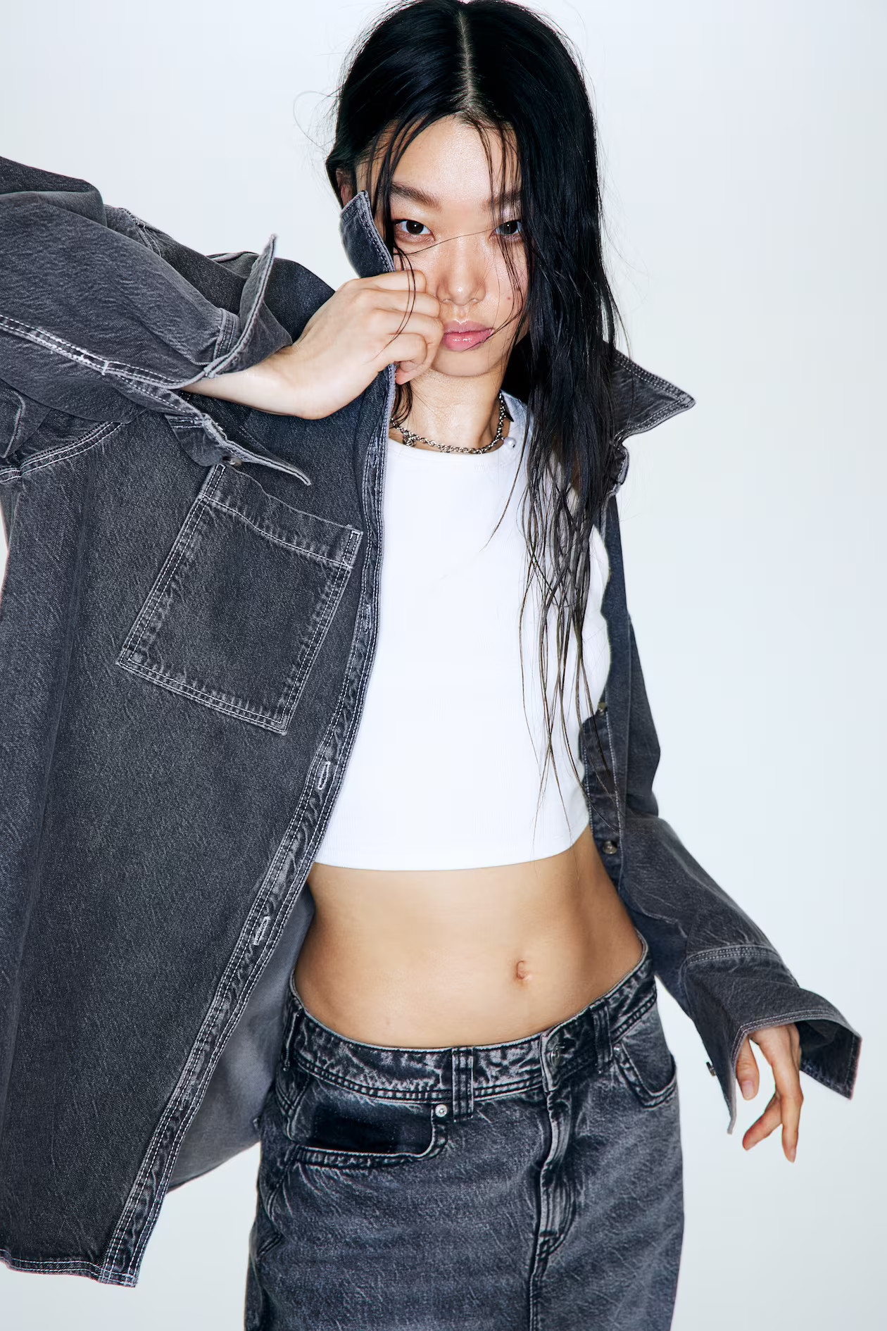 Oversized Jeansbluse - Dunkelgrau - Ladies | H&M AT | H&M (DE, AT, CH, NL, FI)