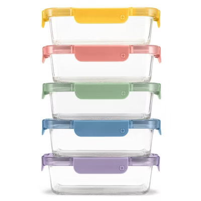 Ello Color Lock 10pc (set of 5) Glass Meal Prep Food Storage Containers Set Multicolor Brights: G... | Target