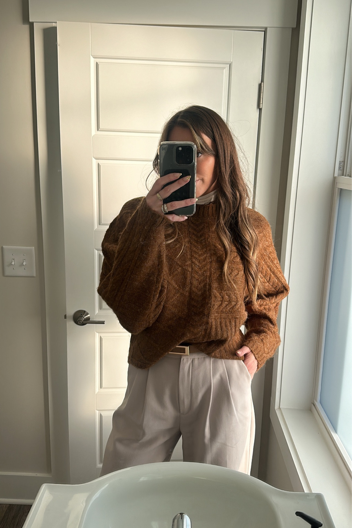 Cable knit sweater - wearing S/M

#LTKsalealert #LTKfindsunder100 #LTKstyletip