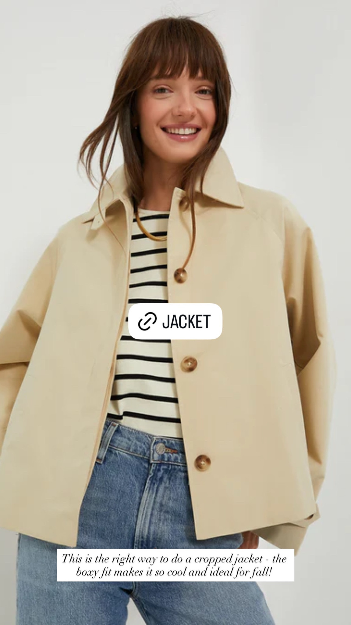 Cute cropped trench coat for fall. 

#LTKSeasonal #LTKautumn #LTKStyleTip