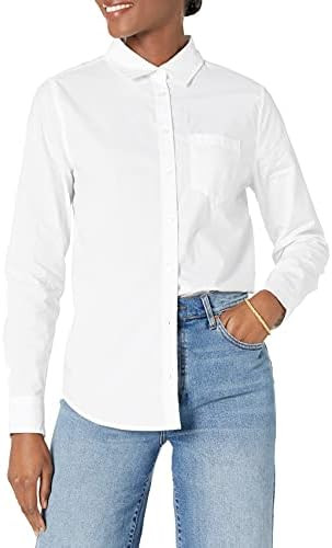 Amazon Essentials Womens Regular-Fit Long-Sleeve Button-Down Poplin Shirt | Amazon (US)