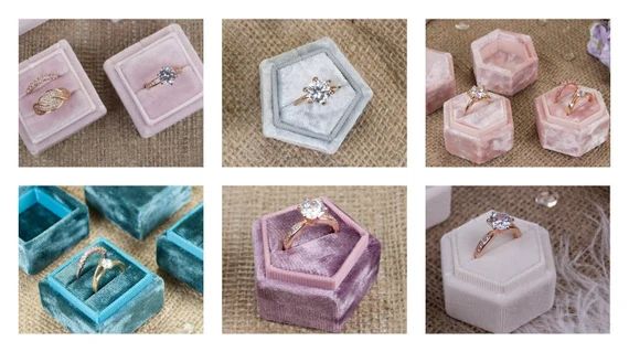 Velvet ring box - 72 colors of velvet - Vintage ring box - Wedding gift - Monogram ring box - Dou... | Etsy (US)