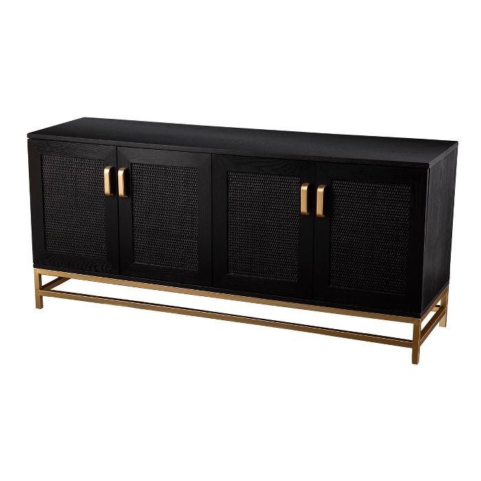 Fhamtes Contemporary 4 Door Media Console Black/Gold - Southern Enterprises | Target