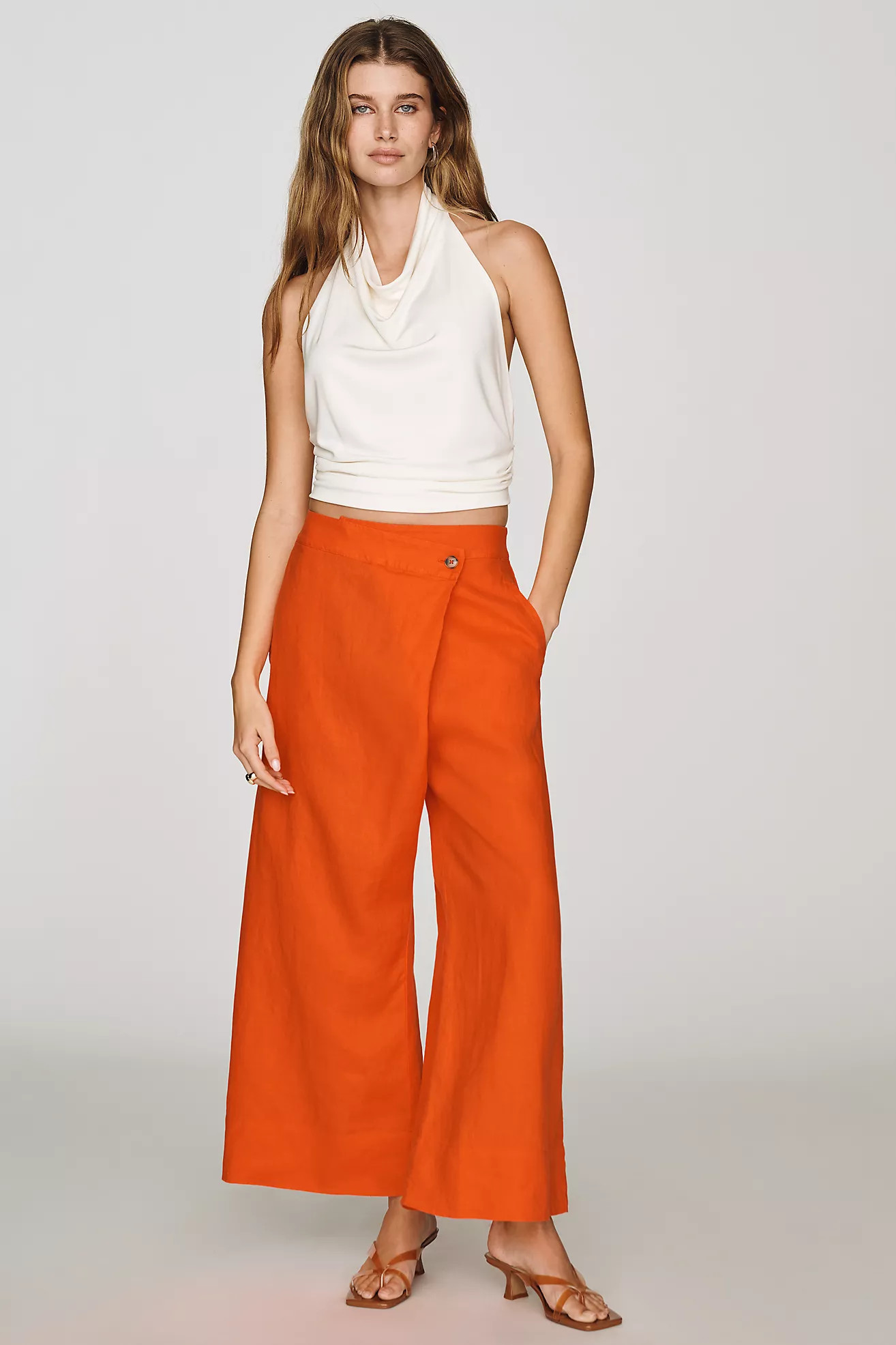 By Anthropologie Crossover Linen Pants | Anthropologie (US)
