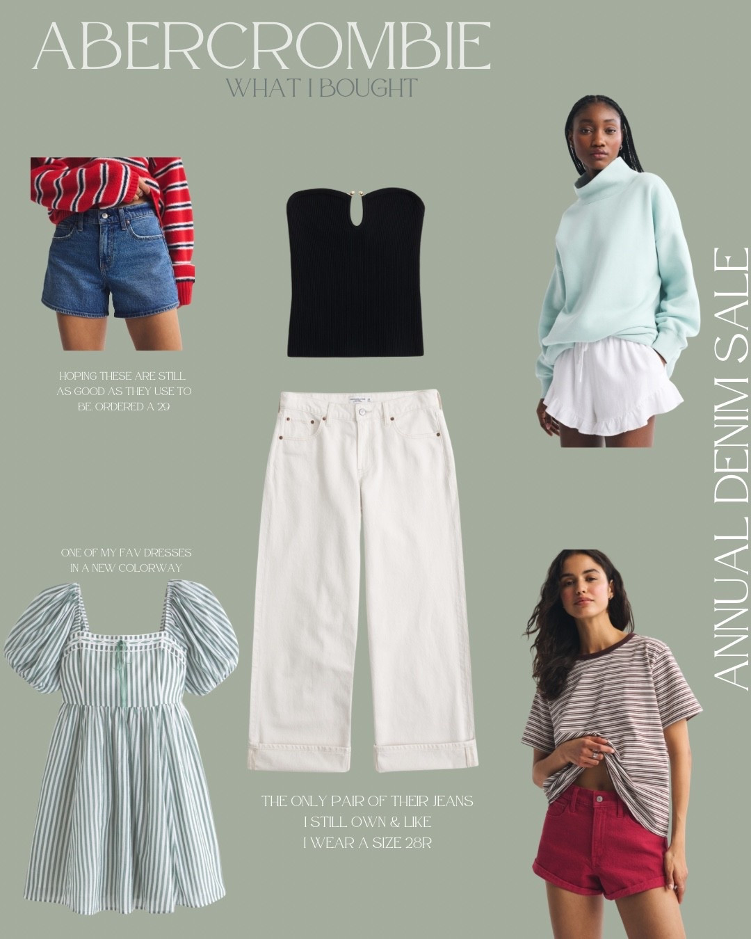 Everything I bought from the Abercrombie sale. Currently 20% off almost everything + use code AFDENIM for an extra 15% off