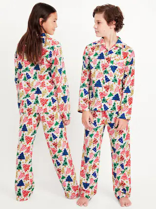 Gender-Neutral Printed Button-Front Pajama Set for Kids | Old Navy (US)