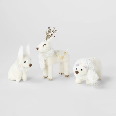 3pc Fabric Animal Decorative Figurine Set White - Wondershop™ | Target