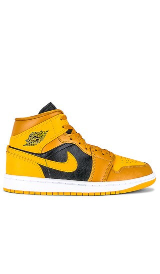 Air Jordan 1 Mid Sneaker in Chutney, Taxi, Black & White | Revolve Clothing (Global)