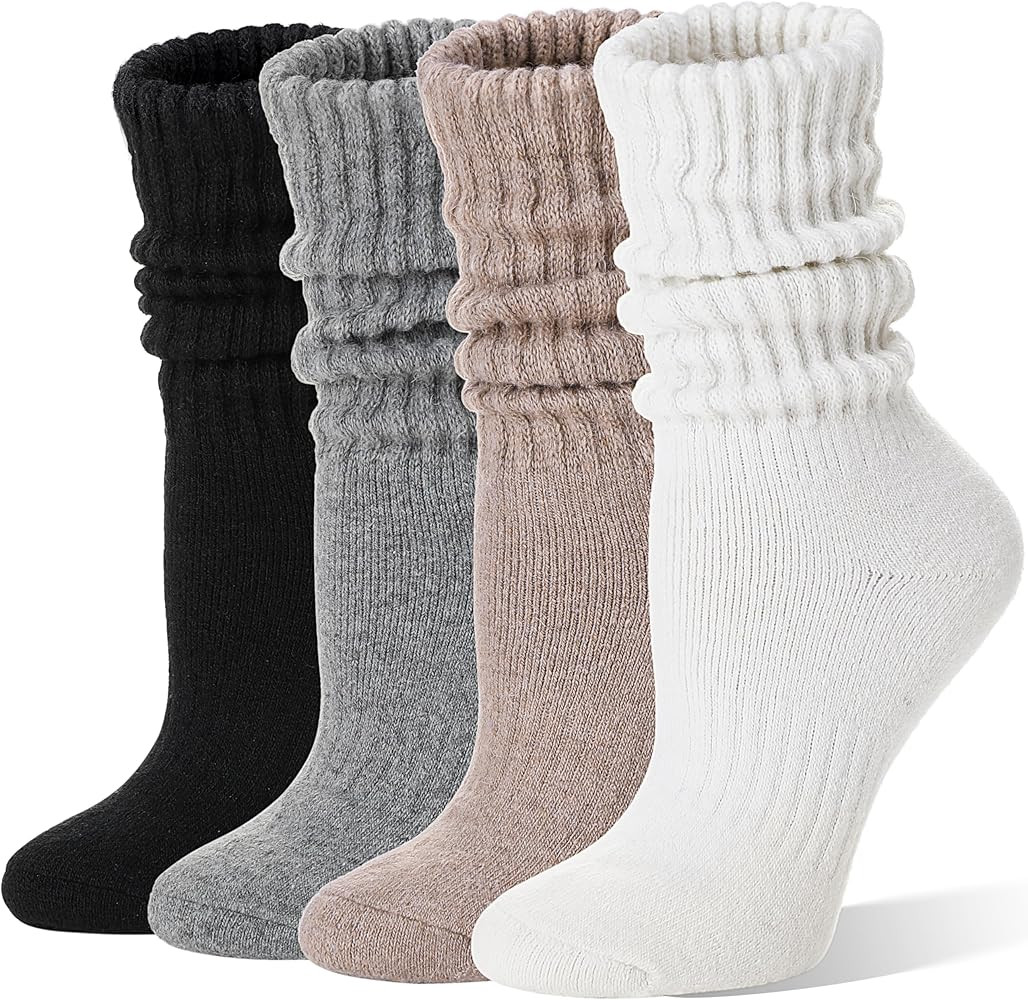 EBMORE Merino Wool Slouch Boot Socks Thermal Warm Winter Thick Scrunch Cozy Crew Socks for Women ... | Amazon (US)