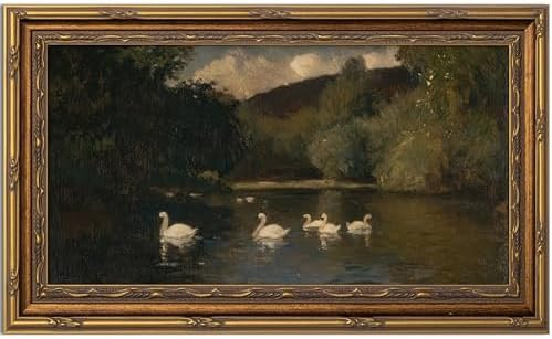 Vintage Gold Framed Landscape Wall Art Vintage River Painting Canvas Prints Landscape Wall Decor ... | Amazon (US)