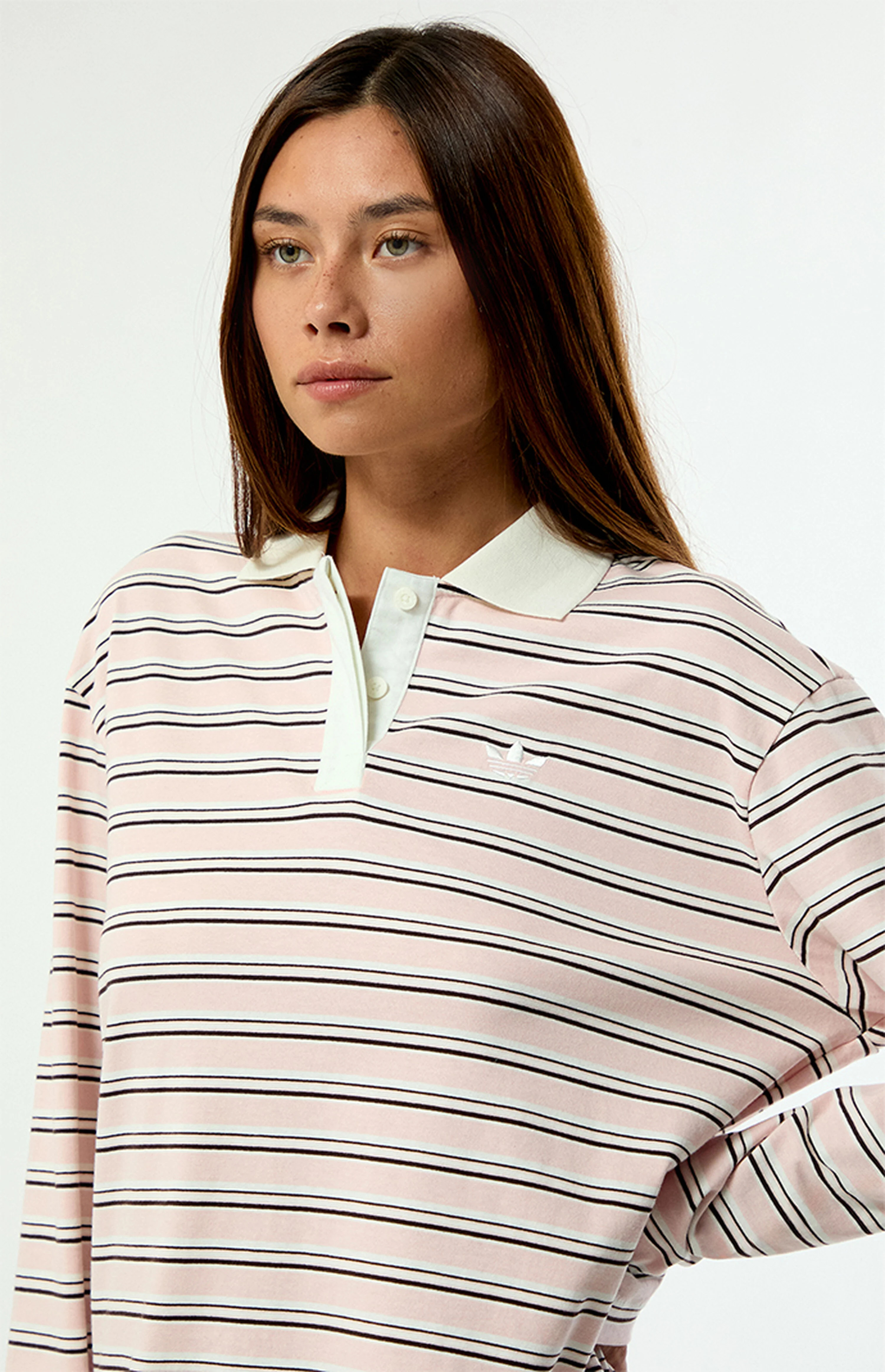 Striped Long Sleeve Oversized Polo Shirt | PacSun