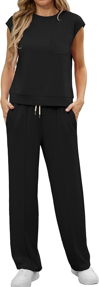 GRECERELLE Two Piece Outfits Women Summer Short Sleeve Tracksuit Womens Full Set Lounge Wear Sets... | Amazon (UK)
