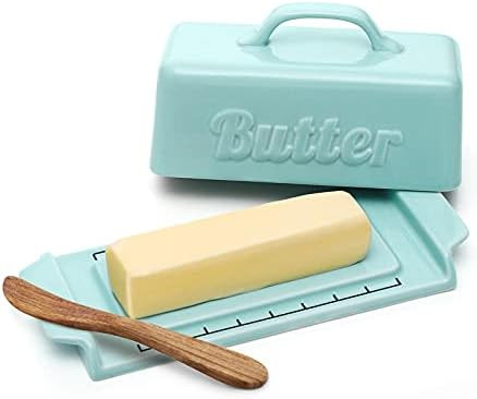 DOWAN Butter Dish - Porcelain Butter Dish with Knife, Cutting Measurements, Large Butter Containe... | Amazon (US)