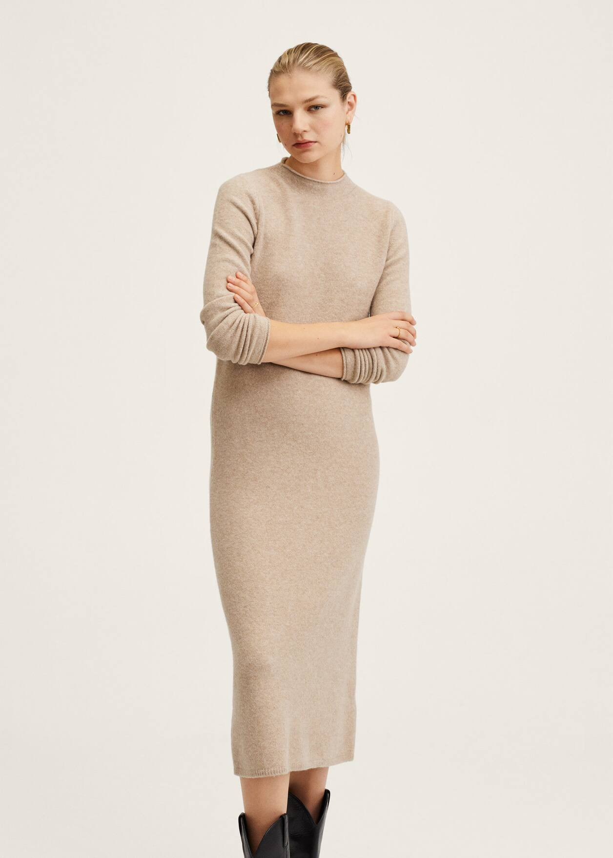 Knitted Perkins neck dress | MANGO (US)