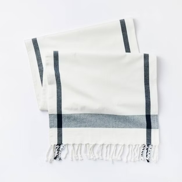 Cotton Plaid Table Runner Cream – Threshold™ designed with Studio McGee | Target