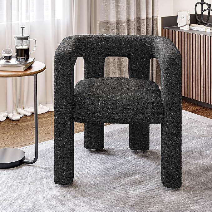 BELLEZE Modern Boucle Chair, Assembled Linen Dining Chair with Barrel Sidearms and Back, Minimali... | Amazon (US)