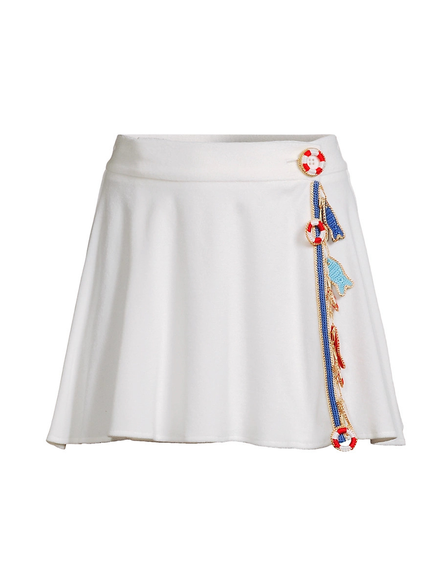 Women's Ginger French-Terry Charm Wrap Miniskirt - Ivory - Size Large | Saks Fifth Avenue
