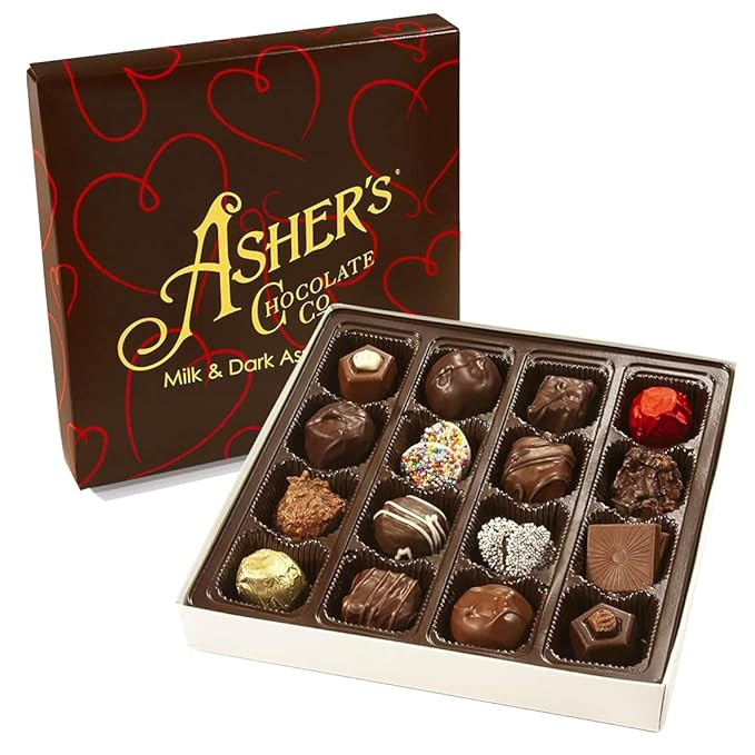 Asher's Chocolates, Chocolate Covered Heart Assortments, Collection of Gourmet Chocolate, Small B... | Amazon (US)