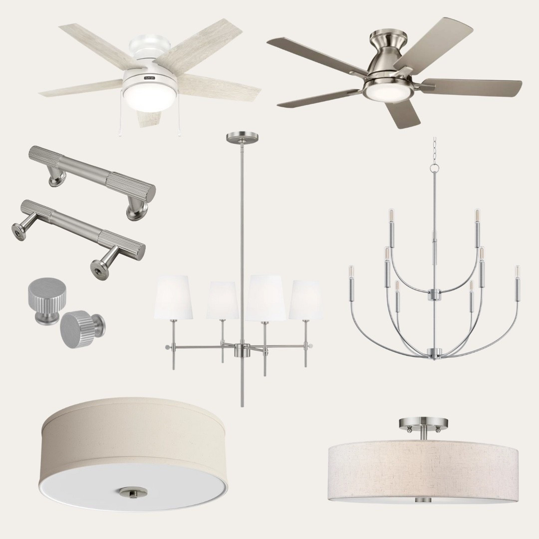 Brushed Nickel lighting and hardware 

#LTKHome