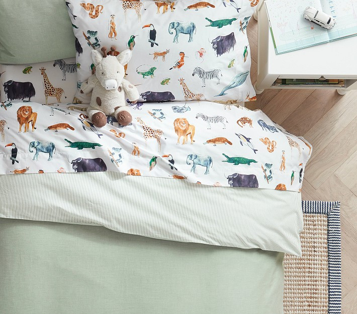 Brendan Animals Organic Sheet Set &amp; Pillowcases | Pottery Barn Kids