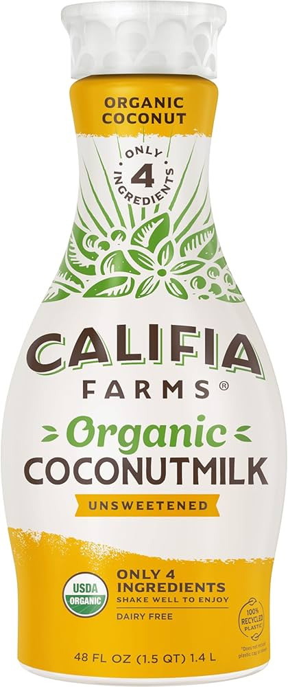 Califia Farms - Organic Unsweetened Coconutmilk, 48 Oz, Dairy Free, Vegan, Plant Based, Organic M... | Amazon (US)