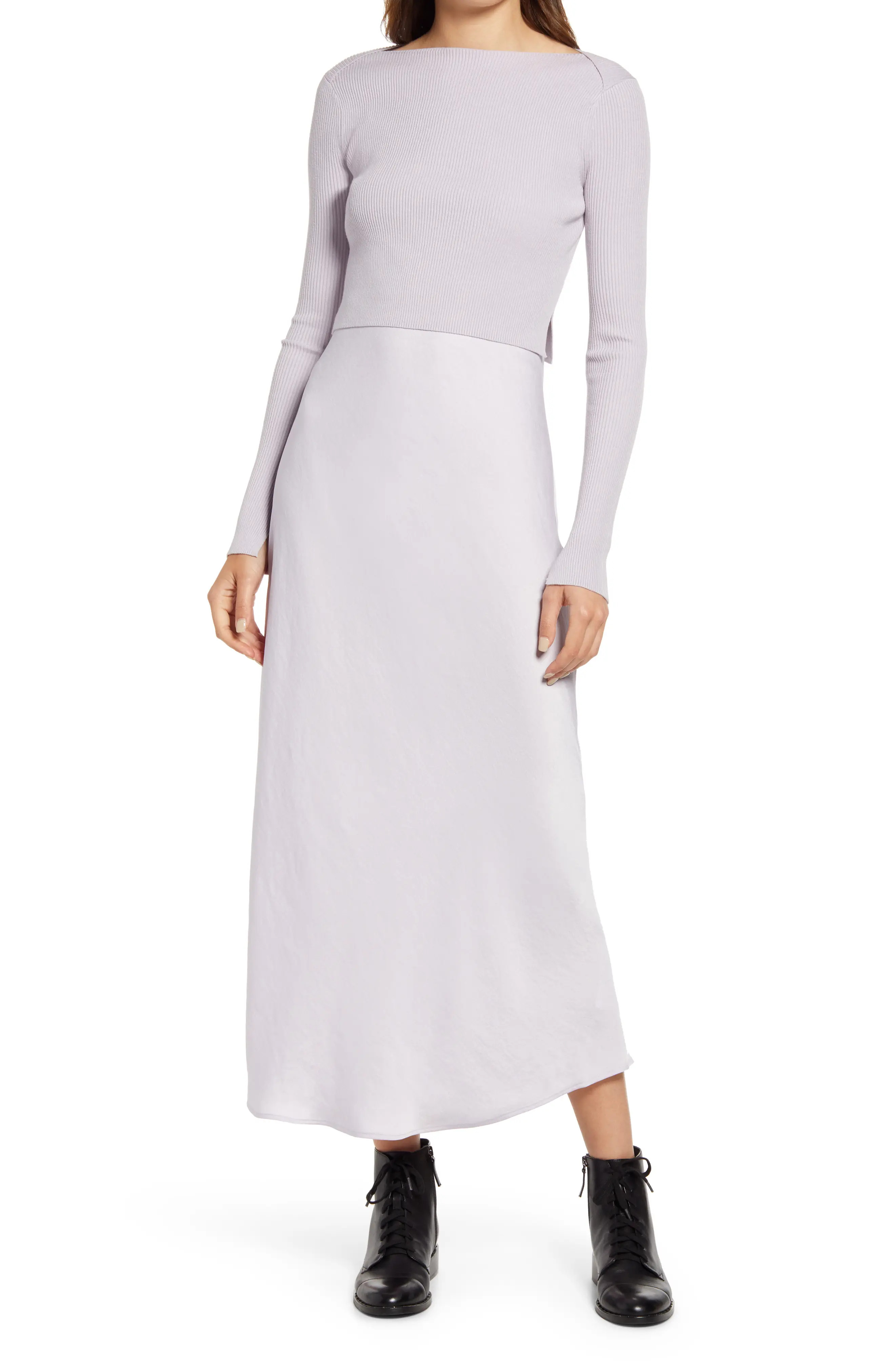 AllSaints Hera Myla Two Piece Dress, Size Medium in Misty Lilac at Nordstrom | Nordstrom