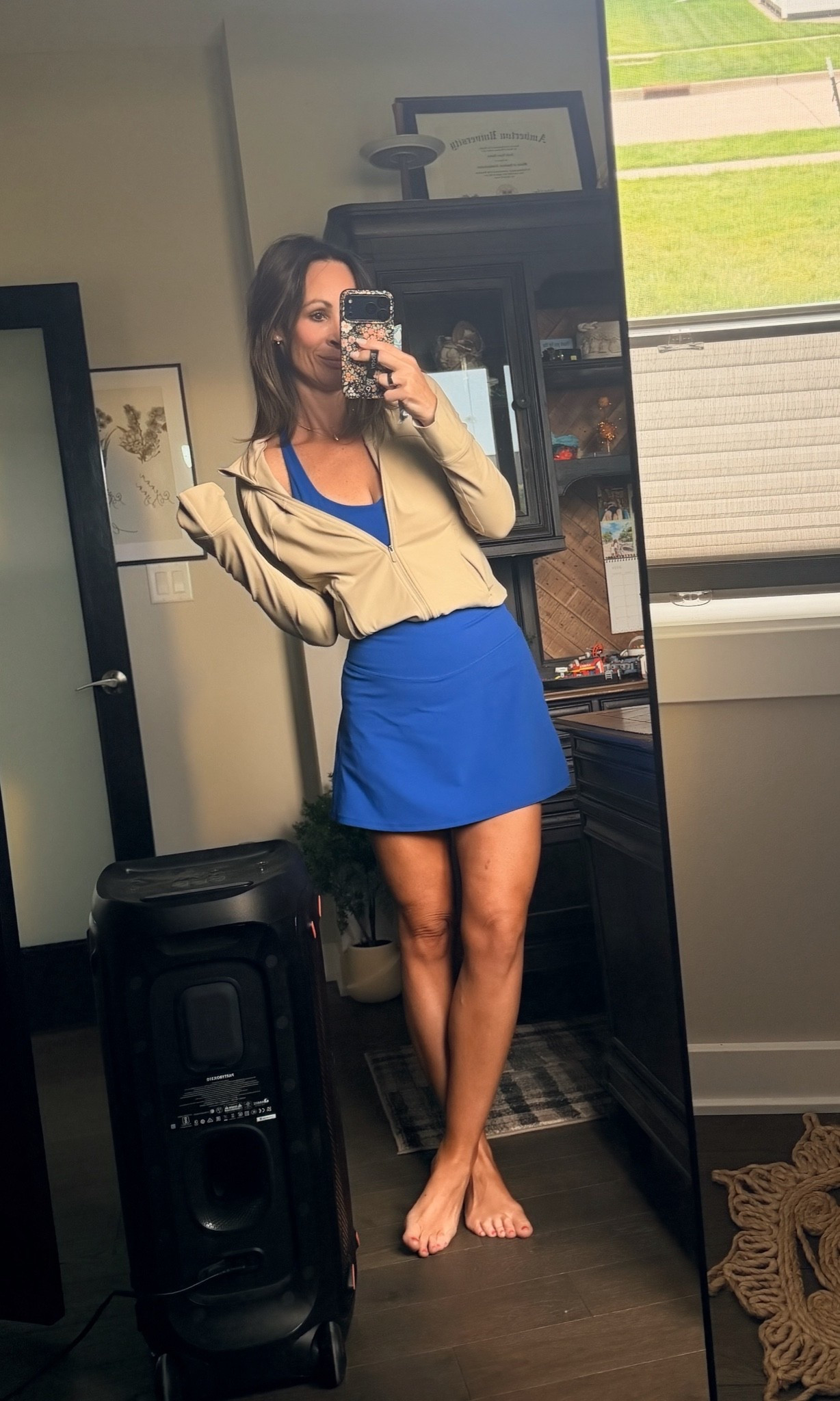 This skirt and sports bra top are lululemon align dupes and soooooooo goood. Super soft and the same as my favorite Amazon leggings. These are a small. The jacket is Lulu but I linked an Amazon look alike.

#LTKOver40 #LTKSeasonal #LTKfitnessgoals