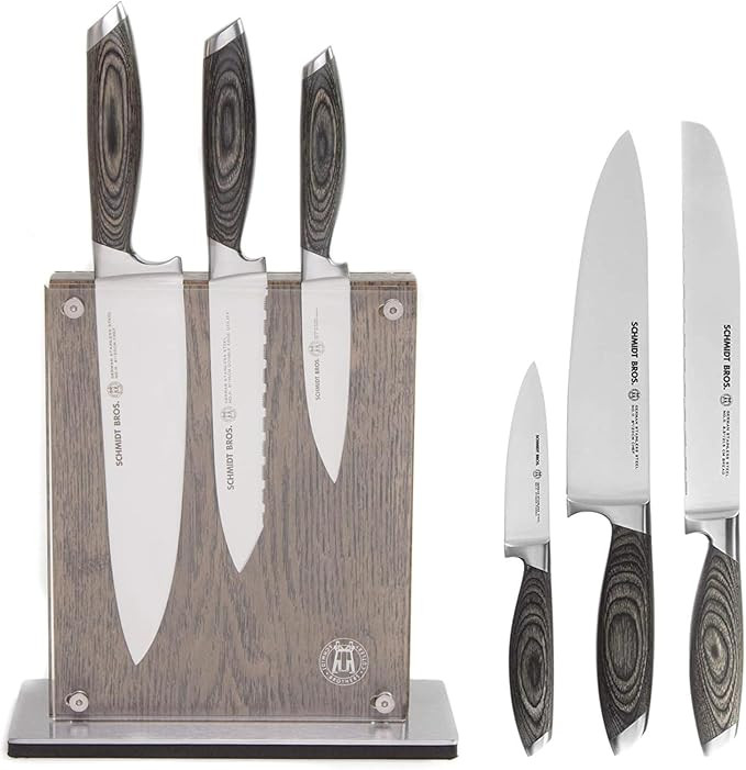 Schmidt Brothers - Bonded Ash 7-Piece Kitchen Knife Set, High-Carbon German Stainless Steel Cutle... | Amazon (US)