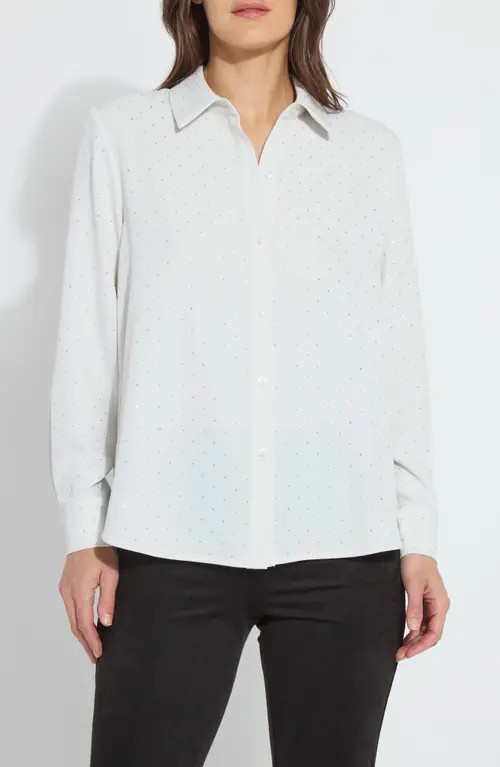 Lysse Crystal Embellished Button-Up Shirt in Ice at Nordstrom, Size Small | Nordstrom