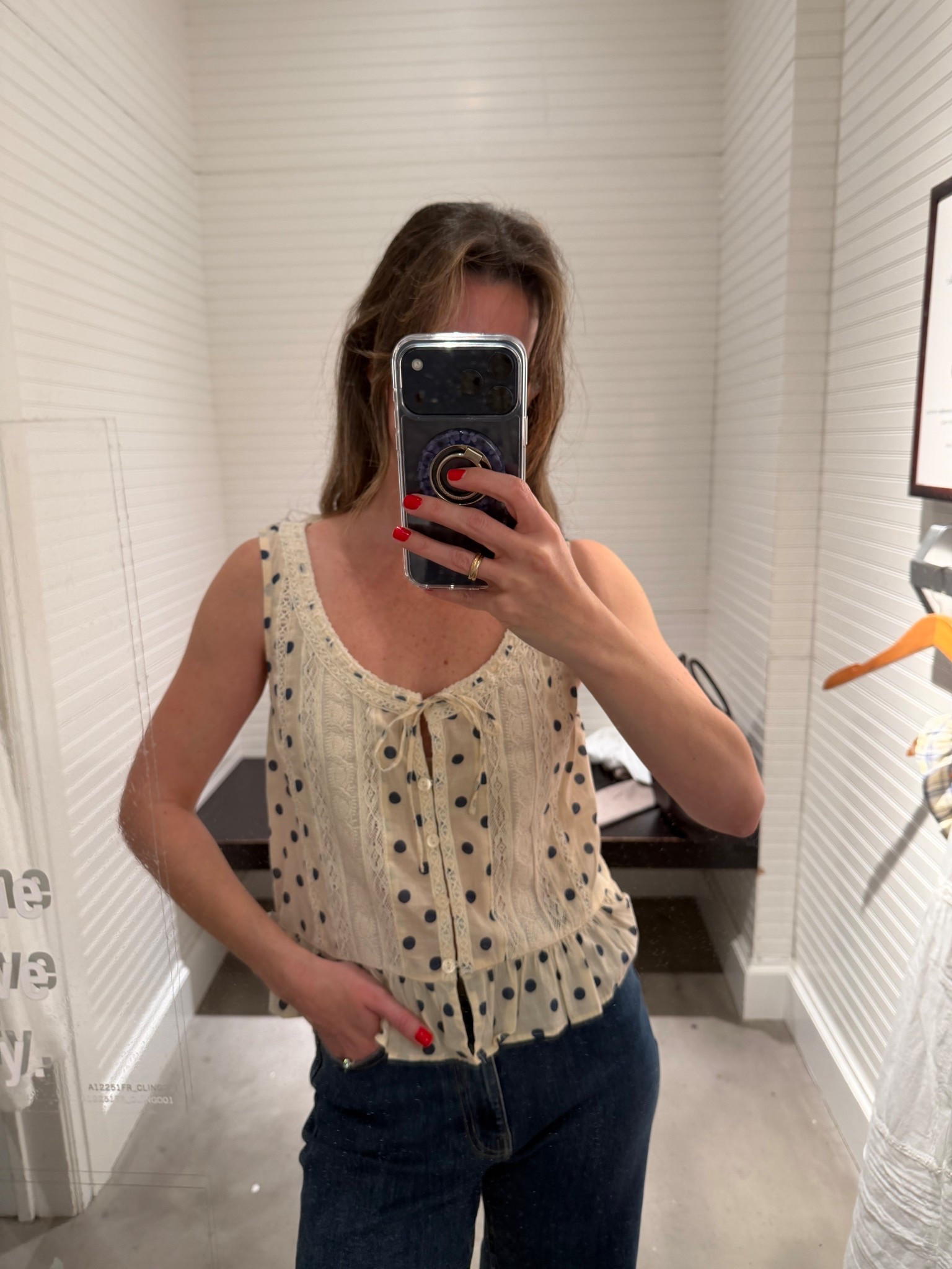 Abercrombie Lace-Trim Tie-Front Ruffle Tank size Xs 