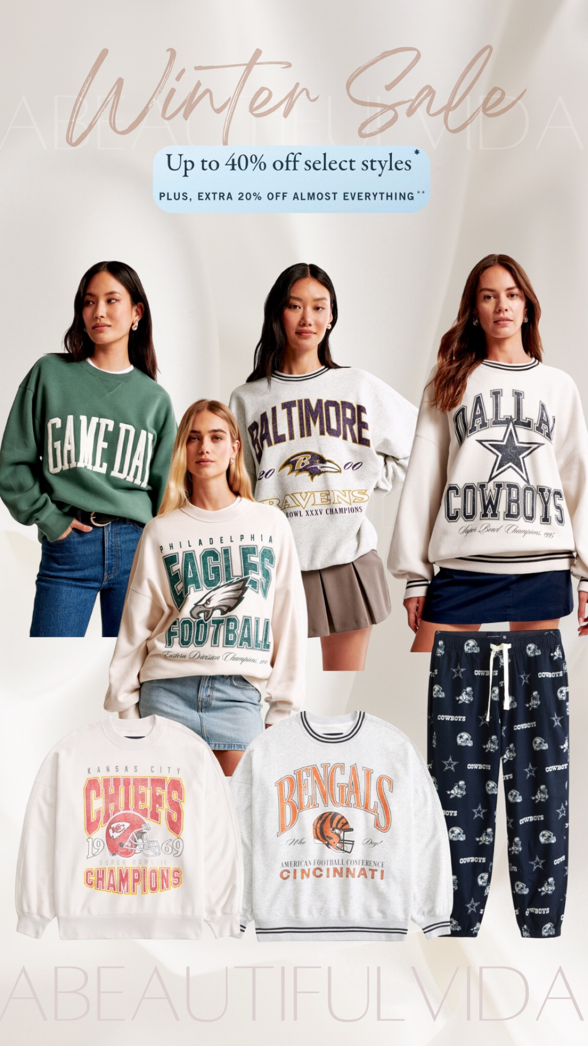 winter sale!  Up to 40% off + extra 20% off almost everything else

Support your fave team with NFL apparel 🙌

#LTKFamily #LTKSaleAlert