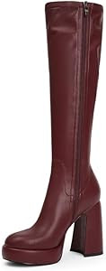 Modatope Platform Knee High Boots for Women Chunky Heel Rounded Toe Womens Knee High Boots Side Z... | Amazon (US)