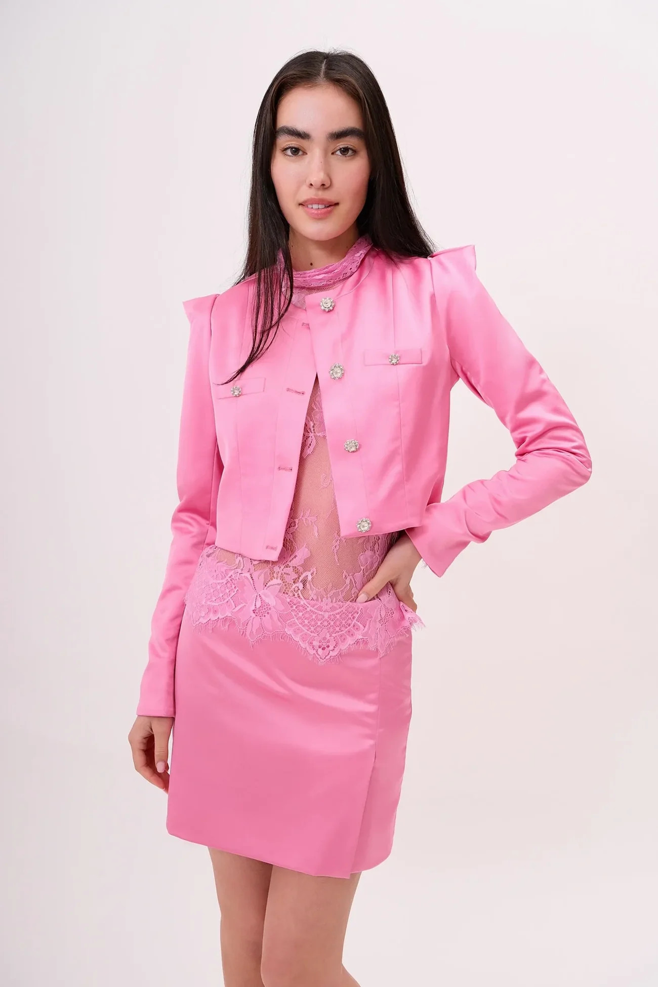 JULIETTE SATIN JACKET (PINK PEARL) | CHLOE COLETTE