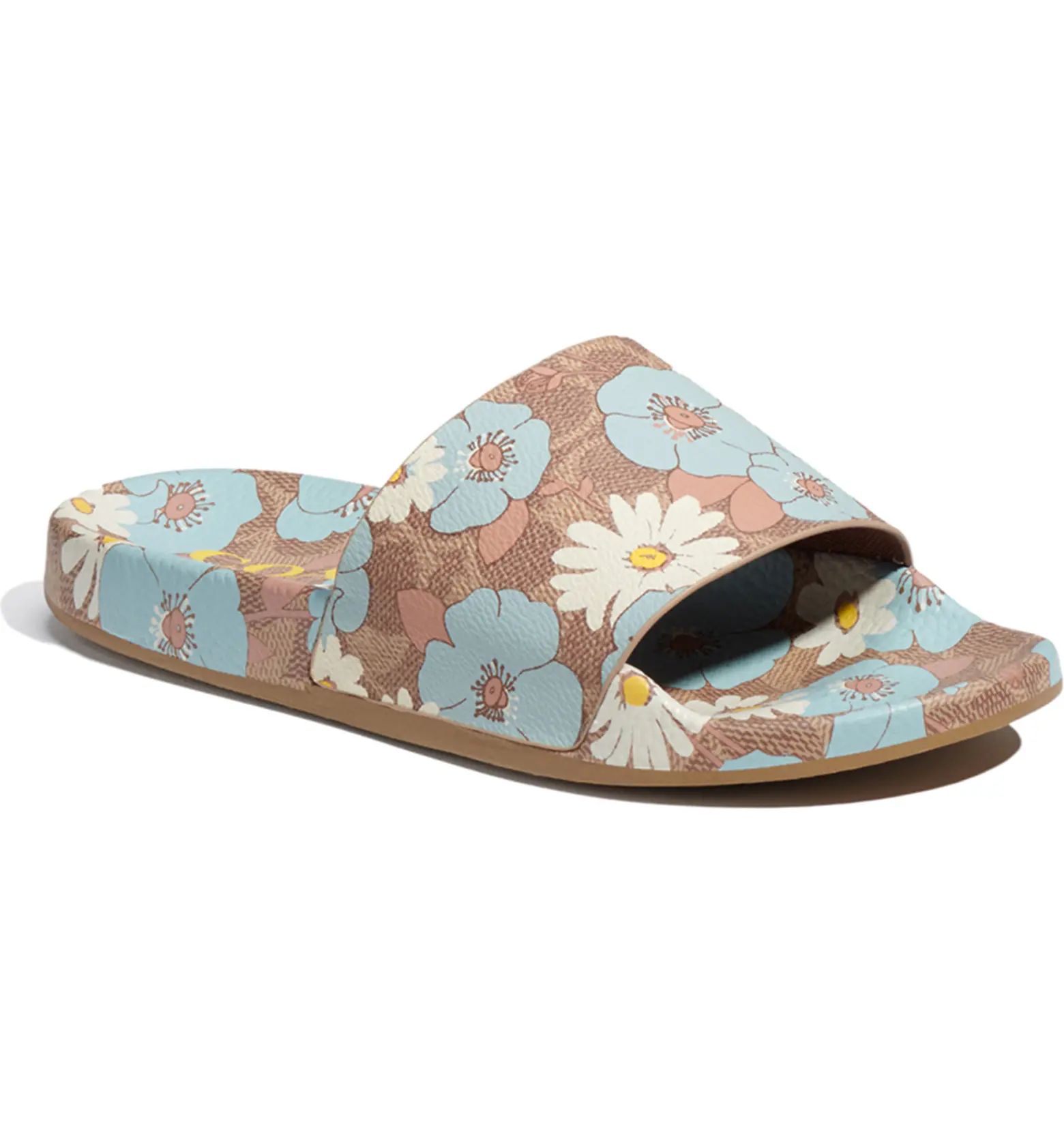 Udele Floral Coated Canvas Slide Sandal | Nordstrom