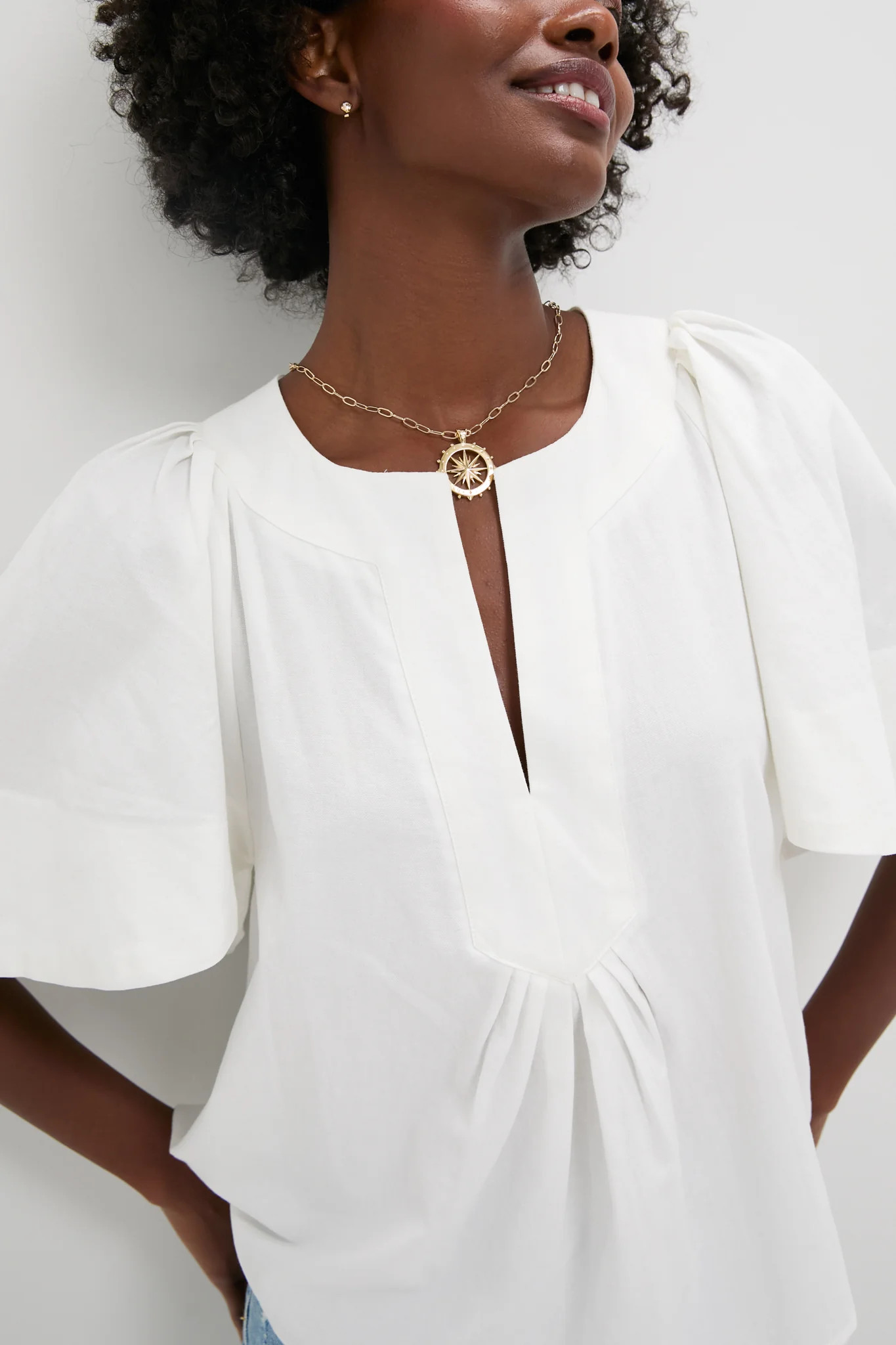 White Finley Flutter Sleeve Top | Tuckernuck (US)