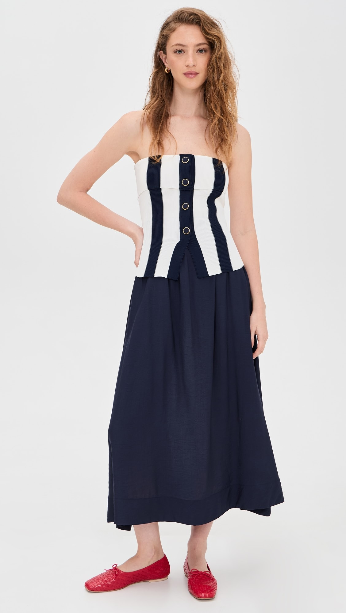 Tube Top Striped Detail Midi Dress | Shopbop