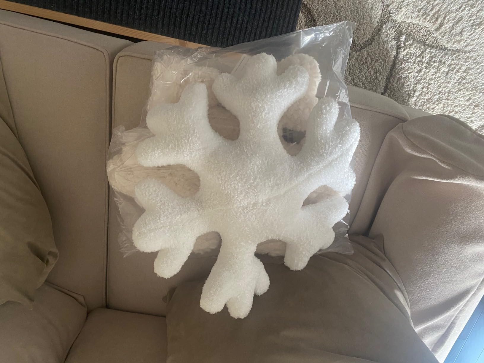 Qiuttnqn 2 Pcs Christmas Snowflake Decorative Throw Pillows,15.7" Soft White Faux Fur Plush Pillo... | Amazon (US)