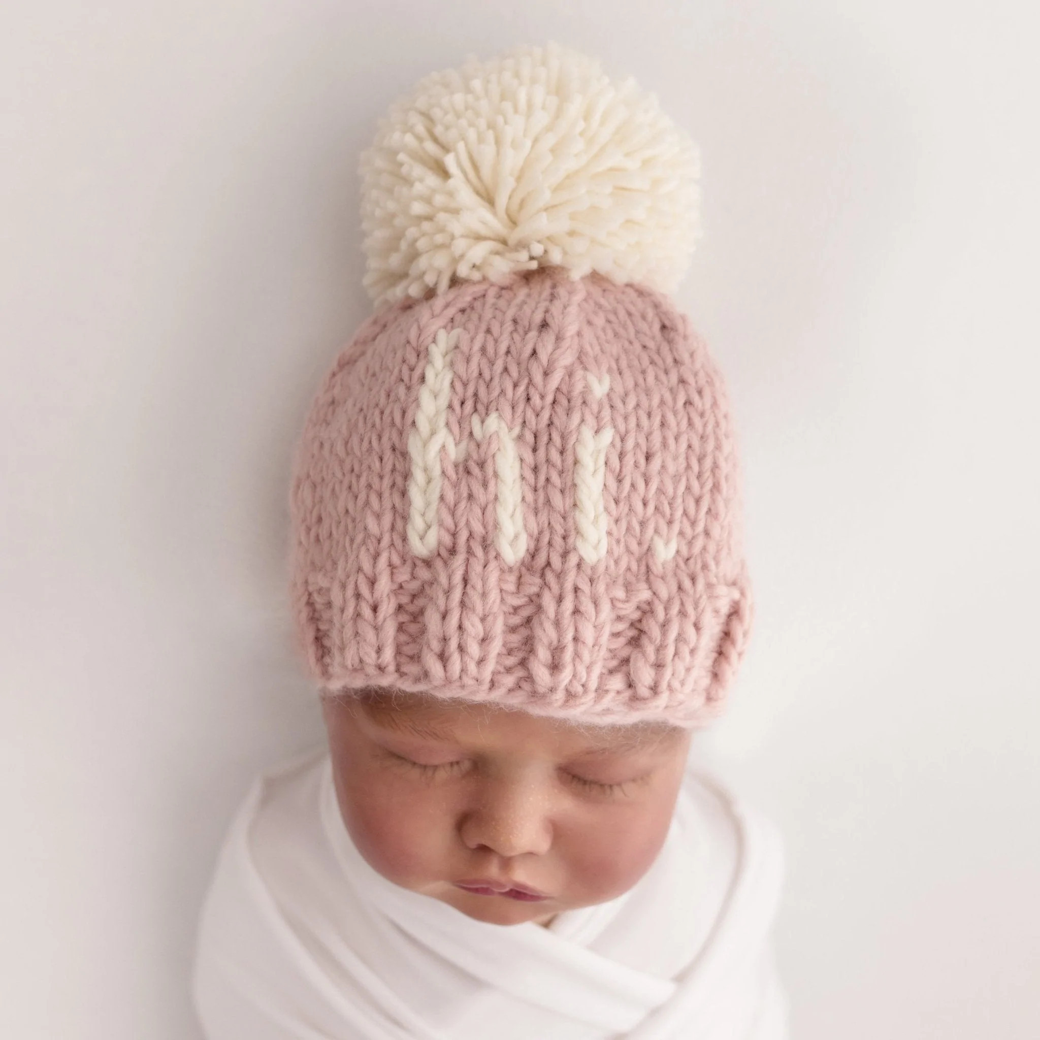 "Hi." Knit Beanie, Rosy | SpearmintLOVE