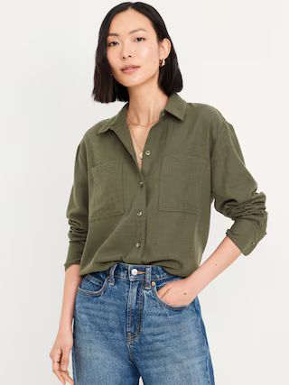 Flannel Button-Down Boyfriend Tunic | Old Navy (US)