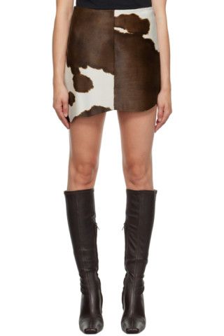 Helmut Lang - Brown Cow Print Miniskirt | SSENSE