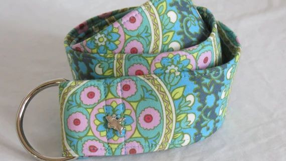 KARIE - Premium D-Ring Belt - Blue, Green, Pink, Yellow and White Print | Etsy (US)
