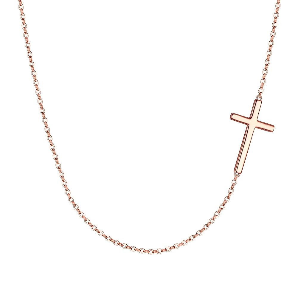 EVER FAITH 925 Sterling Silver Simple Sideways Cross Pendant Choker Necklace Birthday/Mothers Day... | Amazon (US)