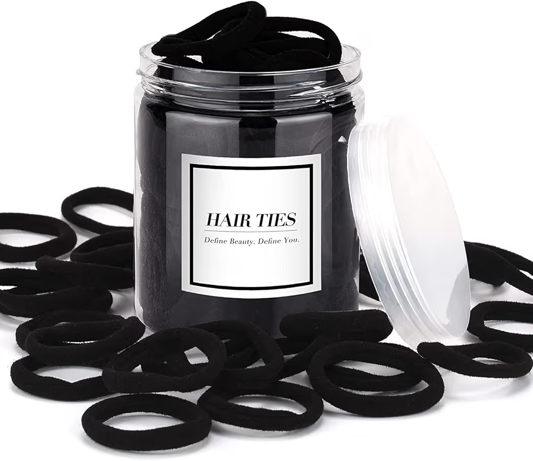 Amazon.com : iFwevs 50PCS Black Hair Ties,Cotton Seamless Ponytail Holders,No Damage Elastics Hai... | Amazon (US)