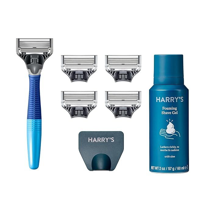 Harry's Razors for Men - Shaving Kit with 5 German-engineered 5-Blade Cartridges, Travel Cover, S... | Amazon (US)