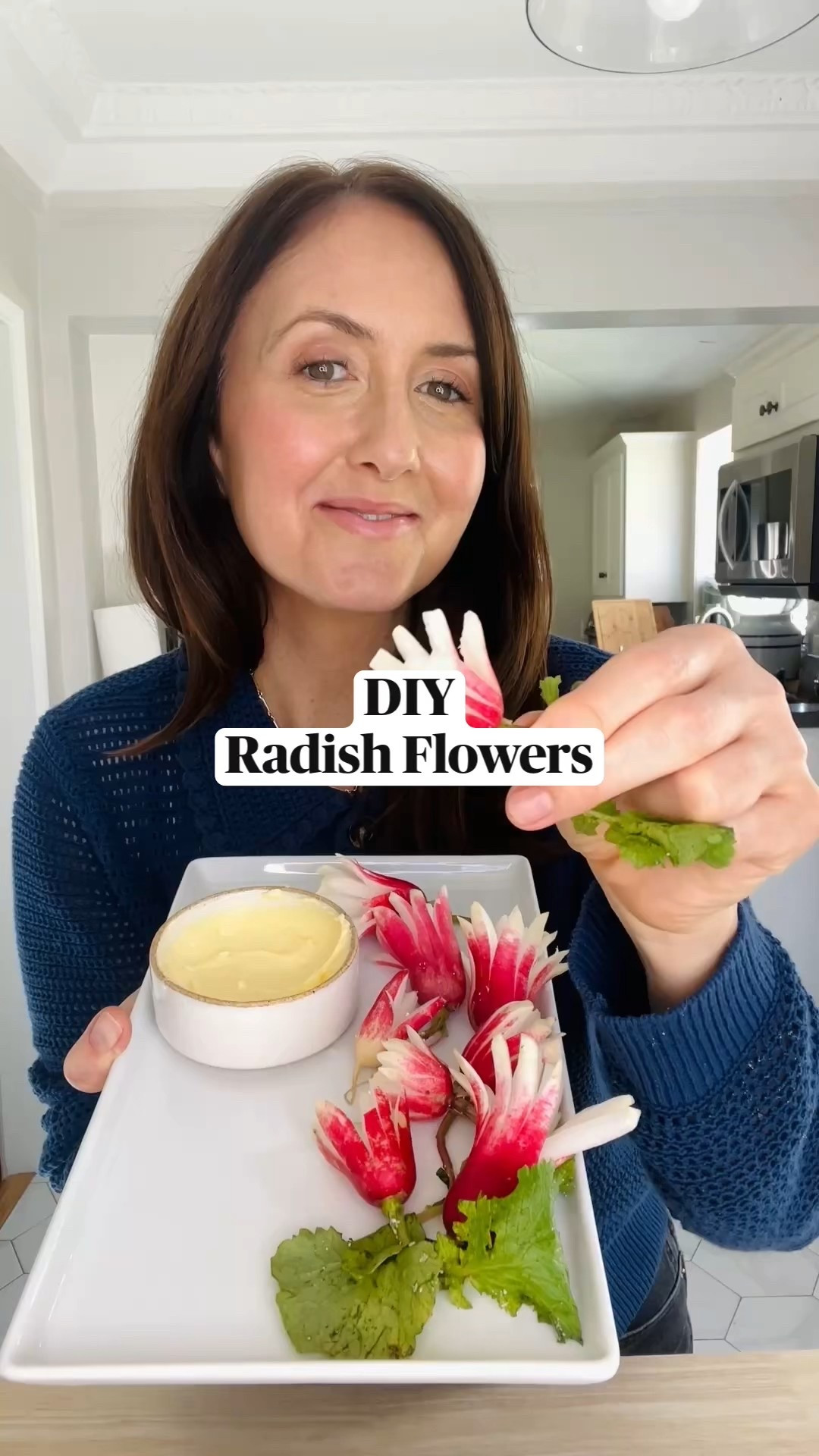 INGREDIENTS

breakfast radishes
butter* ,softened
flakey salt, to taste

*NOTE: Instead of butter, I recommend using a dip! While butter and radishes are traditionally the best combo, I think they’re better when a radish is whole or cute lengthwise. Here, there are lots of divots that the butter and salt gets stuck in so you don’t have an even amount. On the other hand, using a dip, like hummus, tahini or ranch would be perfect because the dip seeps into those divots giving you the perfect bite!!

INSTRUCTIONS

1. Wash and clean radishes, trimming leaves so there’s only a couple on there.
2. Cut each radish 6 times in a cross-hatch pattern along the top of the breakfast radish towards the bottom, being careful not to cut through the radish.
3. Plunge in ice cold water and leave for at least 10min. Longer the better.
4. Serve with butter and salt (or a dip per the note above) and enjoy!

#LTKStyleTip #LTKHome #LTKSeasonal