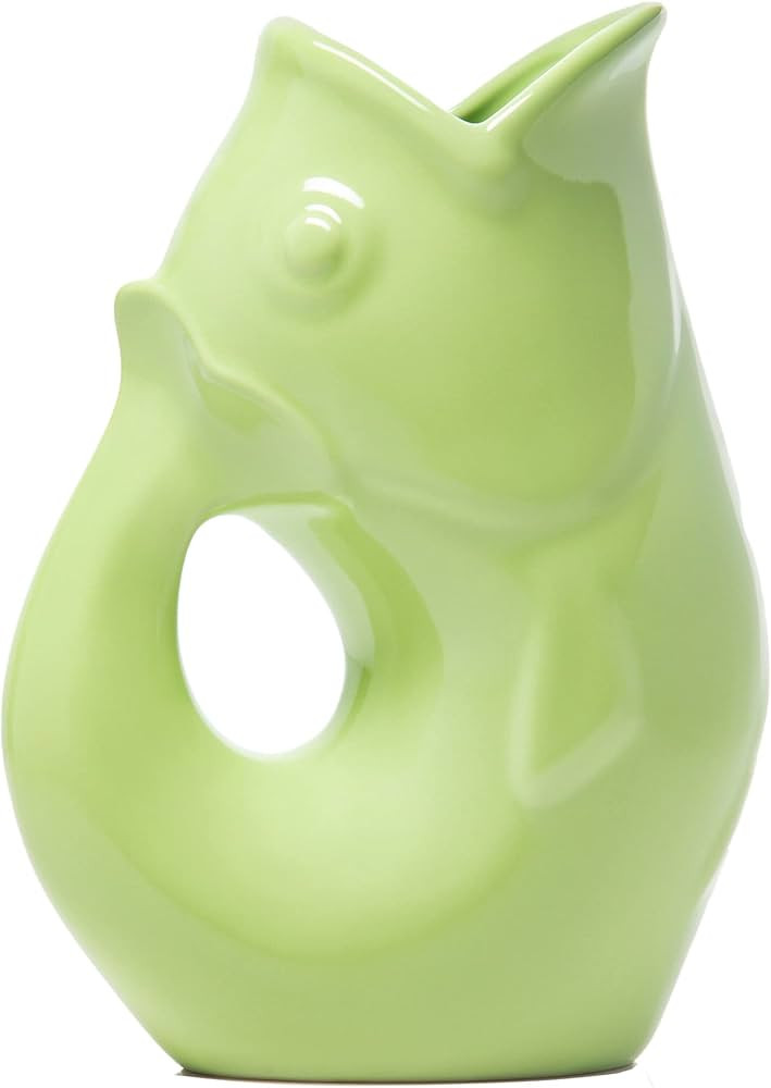 Gurgle Pot Fish Pitcher- | Large Flower Vase or Beverage Pitcher | Green Serving Ware for Parties... | Amazon (US)