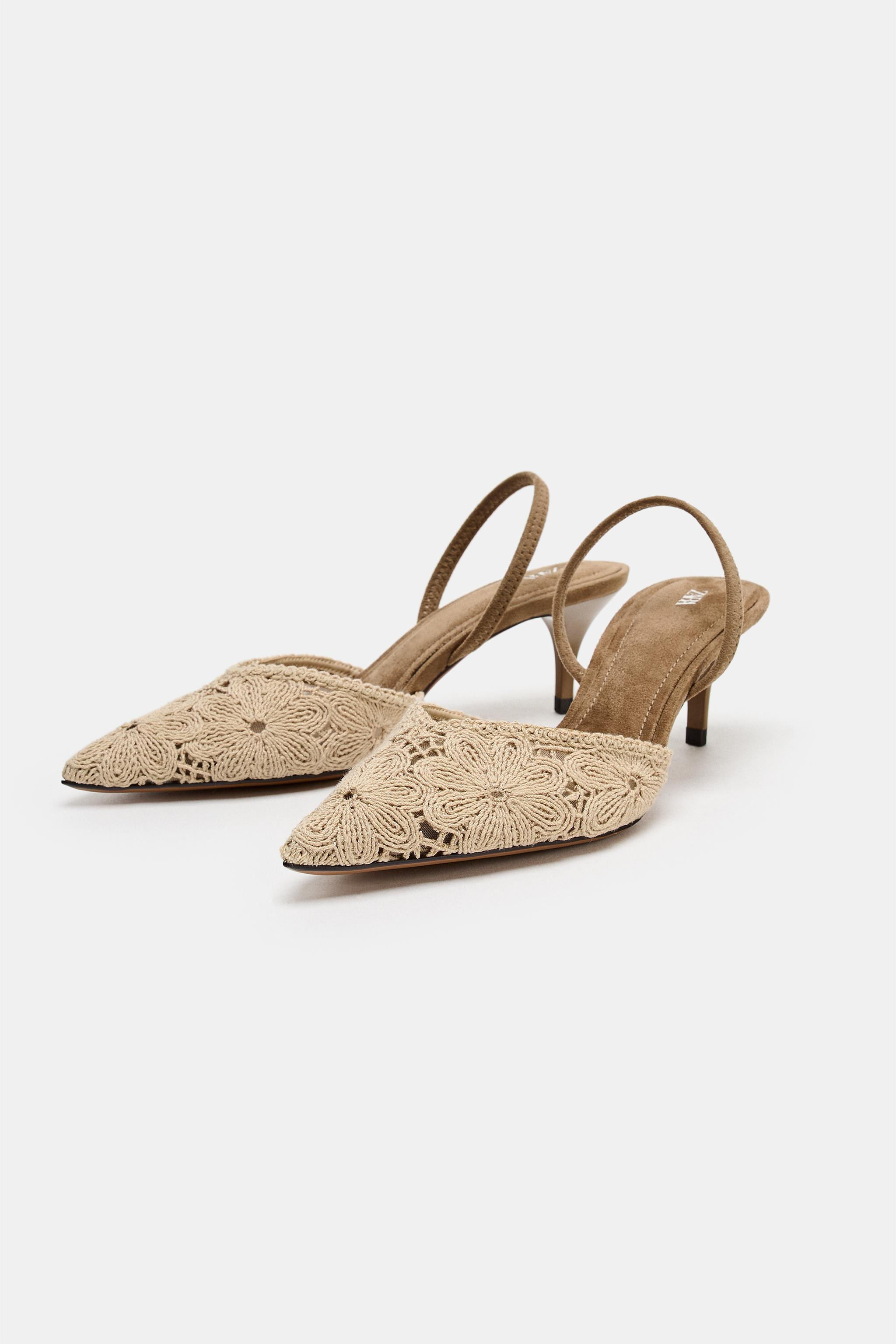EMBROIDERED SLINGBACK HEELS | Zara US